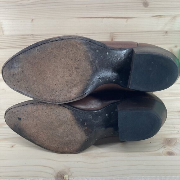 Tony Lama VTG Cowboy Boots Womens Size 7 Brown Leather Western Rodeo Pointed Toe - Picture 16 of 16